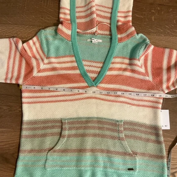 O’Neill pink, mint green, white striped Hoodie sweater, S, NWT! - Picture 4 of 7